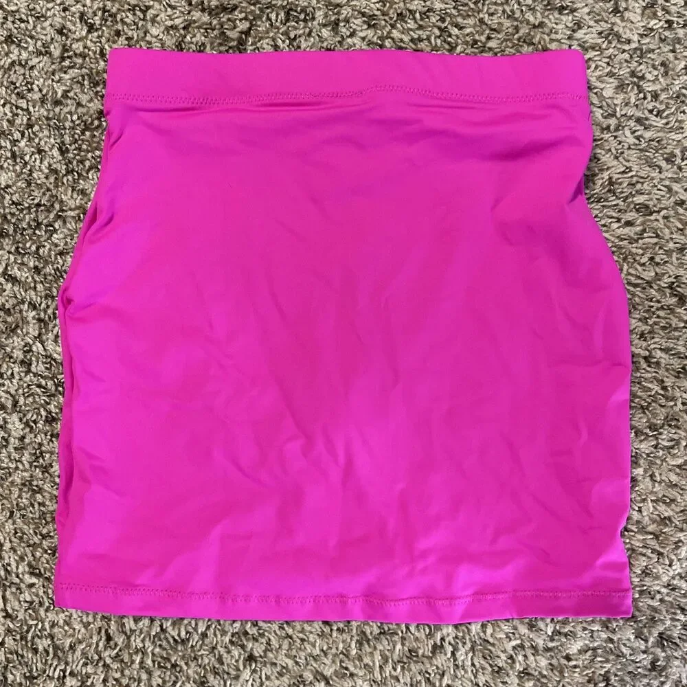 Skims Womens Size XS Sporty Zipper Swim Mini Skirt Hibiscus Pink CU-SKT-3024 NEW